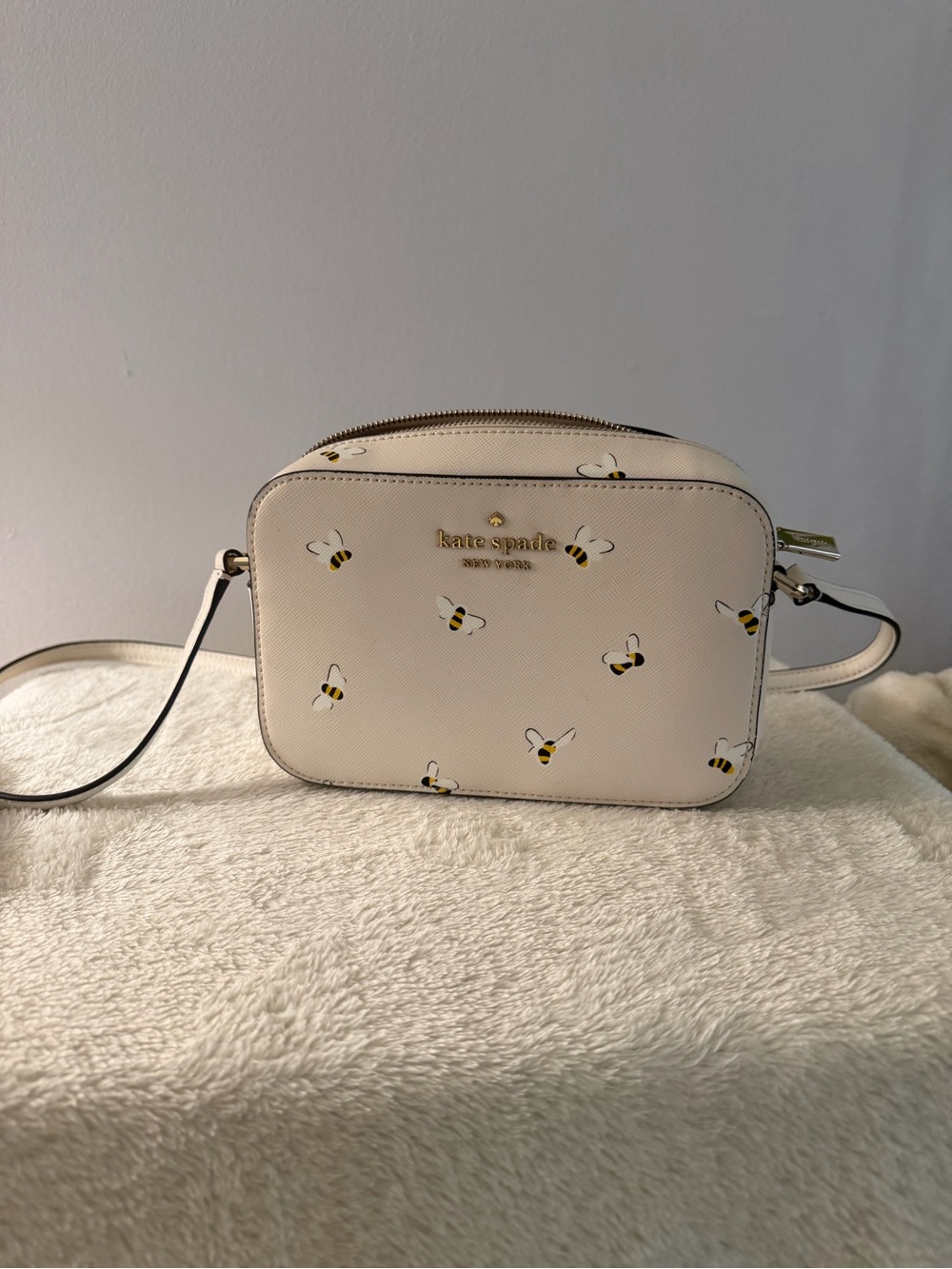 kate spade cream crossbody with bee print